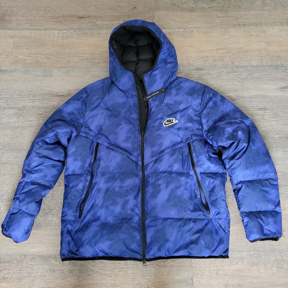 Nike Shield Down Filled Jacket Men Multi Size Standard Fit Blue Camo